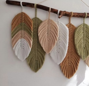 Colgante de Pared Hecho a Mano con Hoja de Macramé, Tapiz Tejido Elegante y Creativo, Arte de Pared de Macramé Bohemio, Decoración del Hogar para Dormitorio y Sala de Estar - Product Image 2