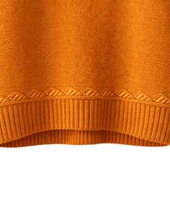 Customized Mustard <b>Orange</b> Jacquard Knit Sweater Floral Textured Crew Neck Long Sleeve Winter Pullover For <b>Women</b> Custom Wholesale - Product Image 5