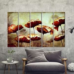 Pintura moderna de flores botánicas sobre lienzo - Decoración con ilustraciones impresas, 5P:Gallery Wrapped - Product Image 1