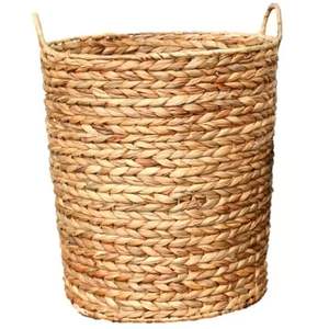 Water <b>Hyacinth</b> <b>Basket</b> Wholesale Handmade Decorative <b>Basket</b> Lightweight Eco Friendly Durable for Home Kitchen Serving - Product Image 1