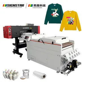 Signstar 60cm 1.97ft color fluorescente 4 Epson i3200 cabeza PET película DTF impresora camiseta impresora con máquina de polvo de batido