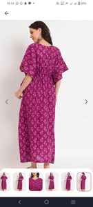 Vestido caftán de algodón hecho a mano de talla grande y talla normal estampado floral estilo de fiesta longitud Maxi para uso de Resort y salón - Product Image 2