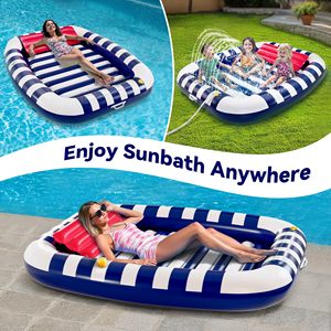 Premium Inflatable <b>Pool</b> Lounger Float Water Sprinkler 80x66 Large <b>Tanning</b> Bed for Adults Kids Summer Lake Beach Party Gift - Product Image 6