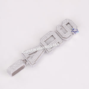 Lettre verticale attrayante 14Kt or blanc massif diamant cultivé en laboratoire conception personnalisée Hip Hop pendentif bijoux pour rappeur - Product Image 3