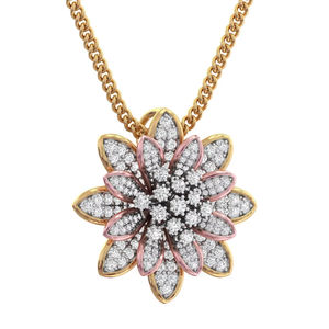 Ensemble de bagues de collier de tournesol en or rose blanc diamants naturels cultivés en laboratoire bijoux en argent pour mariages avec cadeau de Moissanite - Product Image 1