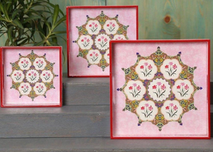 Handcrafted Wooden Meena Printed Serving <b>Tray</b> with Traditional Floral Design, Decorative Tea Coffee <b>Breakfast</b> <b>Tray</b> for Home - Product Image 4