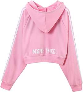 High Quality Custom Women's Crop Top <b>Hoodie</b> Bunny Watch Raglan Sleeve Casual Jacket <b>Pink</b> Cute Style Women Crop <b>Hoodie</b> - Product Image 4