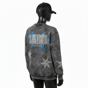 Sweat-shirt en molleton de coton lourd 320 GSM pour femmes, manches étoiles, logo imprimé en relief personnalisé, style respirant pour femmes - Product Image 5