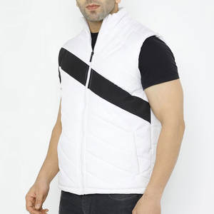 Haute qualité hiver vêtements de plein air couleur unie gilet bouffant avec col montant recouvert fermeture éclair style bulle - Product Image 2