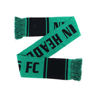 OEM Custom Design Solid Polyester <b>Knitted</b> Jacquard Logo Warm Muslim Football Fan <b>Scarf</b> with Tassel Autumn Short - Product Image 6