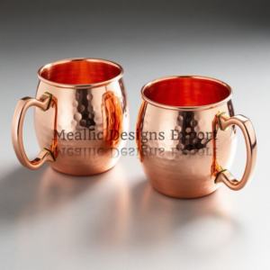 Juego Premium de 2 tazas de mula de Moscú, elegantes manijas redondeadas clásicas de cobre martillado, vasos de cobre puro para disfrutar de tus bebidas - Product Image 3