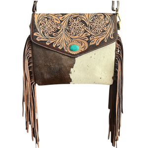 Bolso de Mano Cruzado de Piel de Ante de Primera Calidad para Mujer, Estilo Vintage Occidental de Moda, Diseño Floral en Cuero Vacuno con Herramientas Hechas a Mano y Borla - Product Image 4