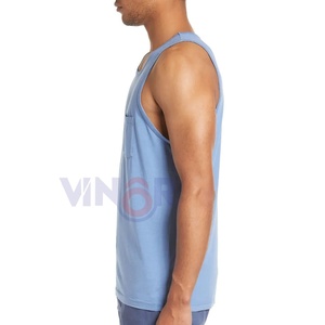 100% coton o-cou vêtements de sport hauts hommes sans manches débardeur solide Muscle gilet maillot de corps imprimé conception respirant débardeur - Product Image 3