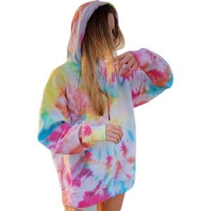 Vente en gros de sweats à capuche pour femmes de haute qualité, personnalisés, à manches longues, grande taille, motif tie-dye, pull respirant, sweat à capuche pour femmes - Product Image 1