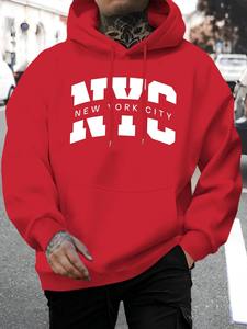 Sudadera con Capucha de Algodón con Cierre para Hombre, Estilo Casual, Estampado de Letras de Nueva York, Cómoda, Manga Larga, con Bolsillo, Versátil, Lisa, Talla Grande, Otoño 2025 - Product Image 4