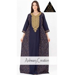 Cotton Abaya for Women Comfortable Modest Daily Maxi Dress Long Sleeve Embroidered Neck Islamic Clothing Muslim <b>Kaftan</b> <b>Plus</b> <b>Size</b> - Product Image 1
