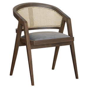 Sillón moderno de alta gama de madera maciza con sillas de comedor de ratán real para comedor, restaurante, cafetería u hoteles - Product Image 1