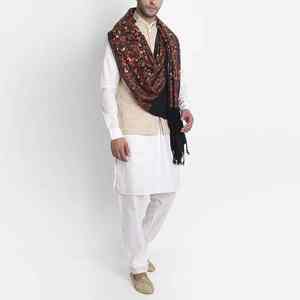 Chal de Lana Pashmina Bordado, Premium, Suave, Cálido, Transpirable, Tradicional, Hecho a Mano, Sólido, para Hombre, Invierno, de Lujo - Product Image 3