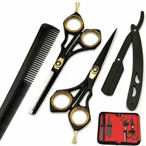 Kit de barbier comprenant des ciseaux à effiler et des outils de salon de coiffure professionnels - Product Image 1