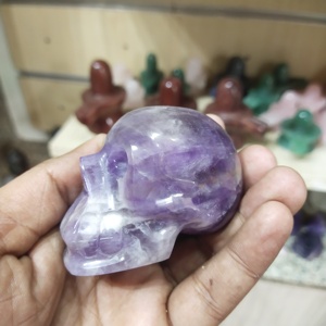 Guérison naturelle haute qualité belle toutes sortes de matériaux Agate sculptée cristal agates crânes cristal sculpture à la main crâne - Product Image 4
