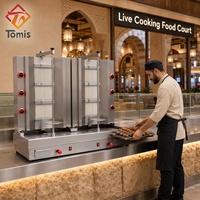 Mesin Panggang Shawarma Gas Dua Tungku Komersial Timur Tengah 12.7KW Baja Anti Karat untuk Restoran