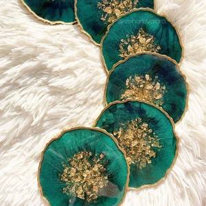 Posavasos de resina de Arte Moderno Accesorios de mesa decorativos hechos a mano - Product Image 6