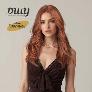 Bonnie High Quality C-DWY Mono Lace Front Free Part Glueless Mid-Length Curly Reddish <b>Brown</b> Synthetic <b>Wig</b> for Ladies - Product Image 1