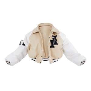 Personnalisé de haute qualité en nylon tricoté recadrée goutte épaule femmes Varsity Letterman Veste à séchage rapide - Product Image 1