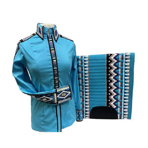 เสื้อและแผ่นรองสำหรับขี่ม้าทำจากแก้ว100% เสื้อผ้ายืดได้สวมใส่สบายเสื้อผ้าสำหรับขี่ม้าแบบตะวันตก - Product Image 1