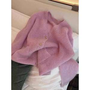 Women's Striped Open-Knit Long Sleeve Button Sweater Sizes S-XL Custom OEM/ODM - Product Image 2
