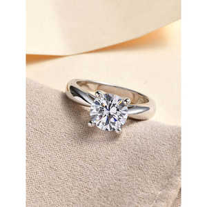 Anillo solitario de metal de 14 quilates Oro amarillo de 2 quilates con diseño de declaración geométrica Anillos finos de estilo delicado elegantes chapados en rodio - Product Image 3