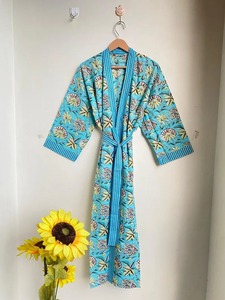 Kimono corto de algodón para dama de honor, vestido informal Unisex de talla única para playa de verano, estampado Floral de alta calidad - Product Image 2