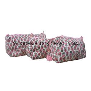 Indian Handmade Cotton Tassel Zipper Closure Waterproof Cosmetics Pouch <b>Bags</b> Travel <b>Makeup</b> <b>Bag</b> <b>Large</b>/Small Capacity - Product Image 3