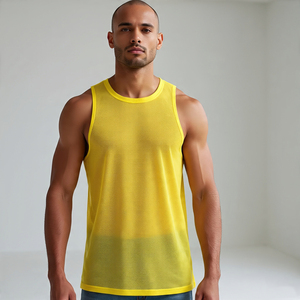 Débardeur en maille transparente pour hommes Débardeur d'entraînement transparent Gilet de musculation Muscle Gym Fitness Hauts en maille transparente pour hommes - Product Image 5