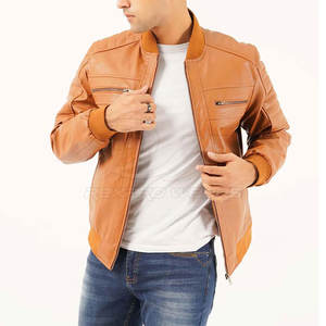 Blouson aviateur en cuir de qualité supérieure et confortable avec une surface douce au toucher et un design épuré Blouson aviateur en cuir - Product Image 5