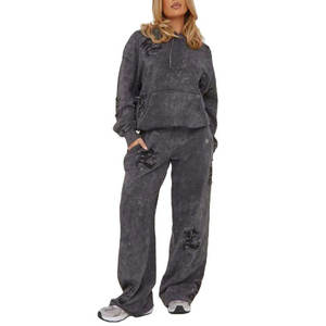 Survêtements pour femmes à lavage acide, design personnalisé, faible MOQ, utilisation en extérieur, vêtements pour femmes, survêtement uni - Product Image 1