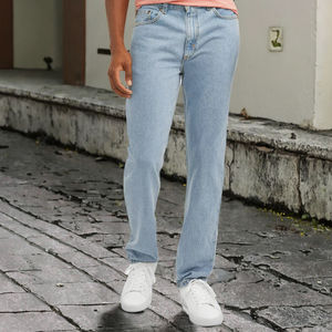 Venta Directa de Fábrica: Jeans Rectos de Punto para Hombre, Corte Regular, Personalizables, Cintura Media, Tallas Grandes, Transpirables, de Algodón - Product Image 2