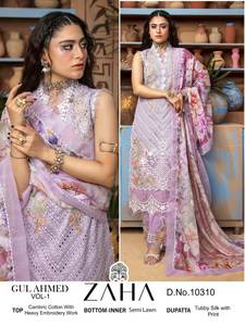 Nueva llegada Salwar Kameez con bordado pesado y Moti Work Pure Cambric Cotton & Viscose Dupatta Venta - Product Image 4