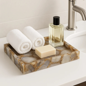 Plateau de courtoisie en pierre d'agate personnalisé plateaux décoratifs de qualité supérieure décoration de la maison accessoires de salle de bain fournisseur en gros écologique - Product Image 5