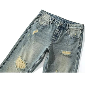 Nuevos pantalones vaqueros profesionales para hombres, pantalones vaqueros desgastados con lavado ácido, fabricación de ropa, pantalones acampanados para hombres, precio muy barato - Product Image 4