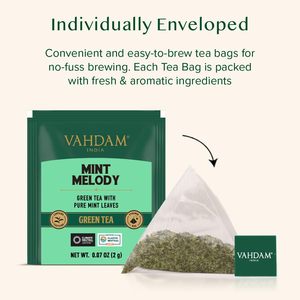 VAHDAM, Mint Green <b>Tea</b> Bags (30 Count) 100% Pure Leaf <b>Tea</b> - Product Image 5
