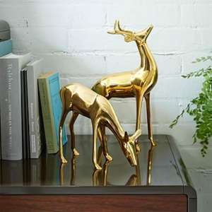 Juego de 2 renos de lujo dorados, juegos de renos en miniatura de aluminio fundido, objetos decorativos de ciervo, regalos y suministros de Navidad - Product Image 4