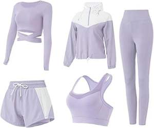 Ensemble de yoga de gymnastique pour femmes de haute qualité couleur unie taille élastique taille moyenne séchage rapide respirant sans couture pour l'entraînement de fitness bas quantité minimale de commande - Product Image 5