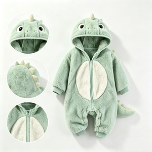 Mono de Felpa con Capucha de Dinosaurio Verde Personalizado para Bebé, Unisex, Recién Nacido, Disfraz de Animal, para Exportación Global - Product Image 2