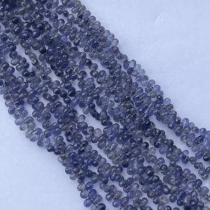 ลูกปัดอิโอไลต์สีน้ำเงินธรรมชาติขนาด 4 มม. 6 มม. 8 มม. ทรงหยดน้ำเจียระไนแบบบริโอเล็ตสำหรับทำเครื่องประดับสร้อยคอ สร้อยข้อมือ แบบปกติ - Product Image 4