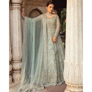 Robe longue de mariée de style moderne avec tissu respirant à manches longues brodé personnalisable nouvelle mode pour les femmes - Product Image 1