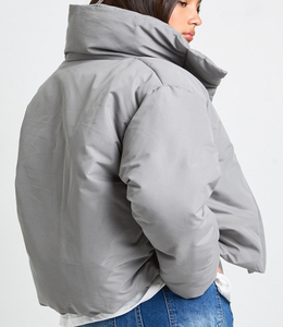 High Quality Custom Made Solid Color Hip Hop Style <b>Crop</b> Bubble <b>Jacket</b> Without Front Zip Streetwear Lightweight Warm <b>Jacket</b> - Product Image 2