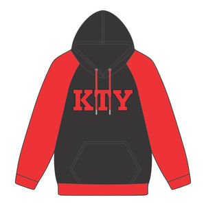 Sudadera con Capucha Negra KAP, Mangas Raglán Rojas, Mezcla de Algodón, Ropa de Fraternidad Griega, Personalizada Divine Nine HBCU, Ropa Urbana Griega - Product Image 2