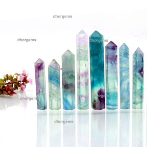 Torre de Cristal de Fluorita Arcoíris, Punta Doble Terminada, Varita de Gema Natural, Puntas de Fluorita Pulidas, Piedras Curativas a Granel - Product Image 2