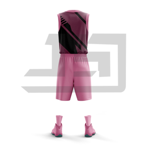 <b>Elite</b> Basketball Training Kit Sublimation Printed Sleeveless Jersey Athletic Shorts Set for Unisex Adults 100% Polyester - Product Image 3